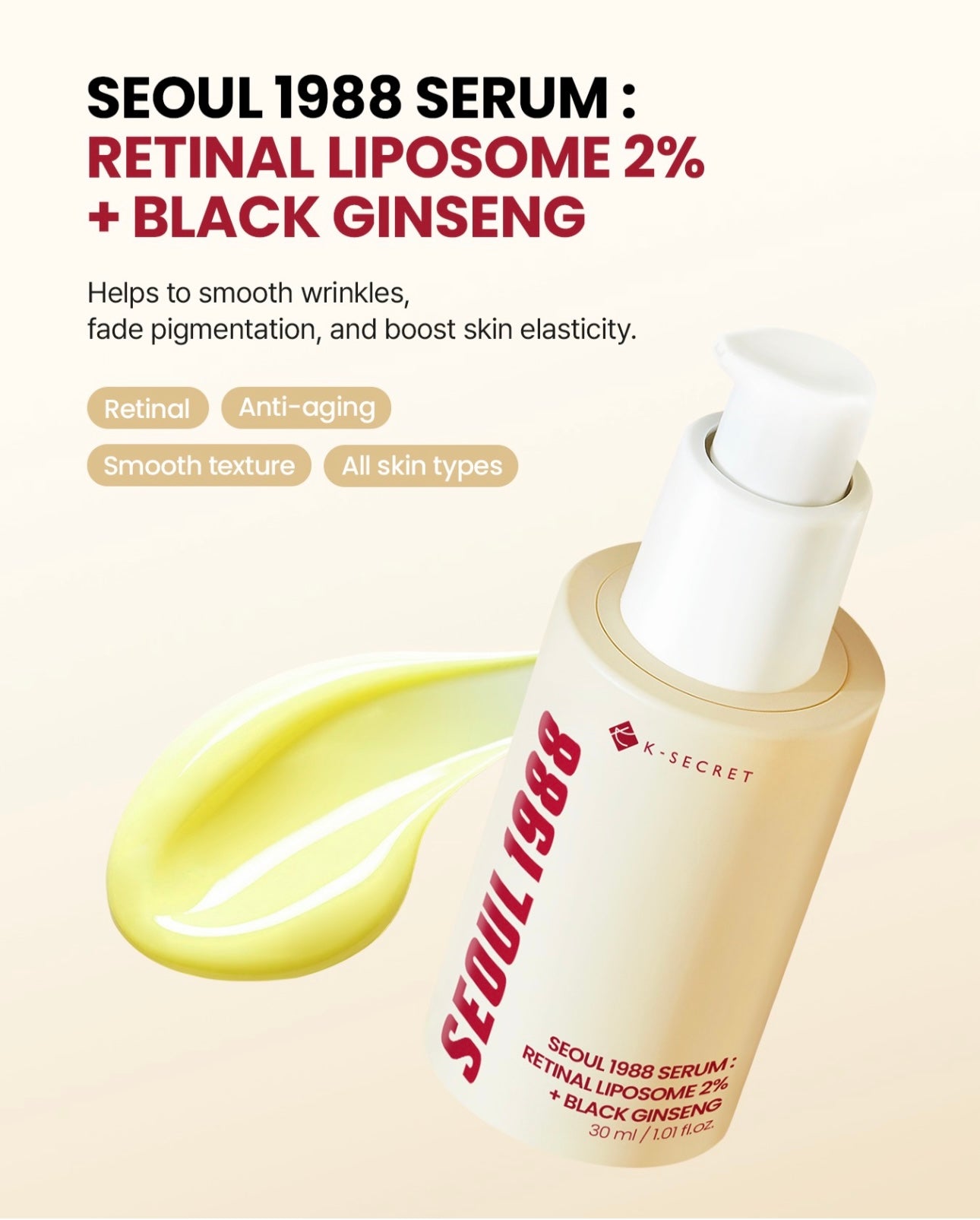KSECRET - SEOUL 1988, Serum Retinal Liposome 2% + Black Ginseng - 30ml