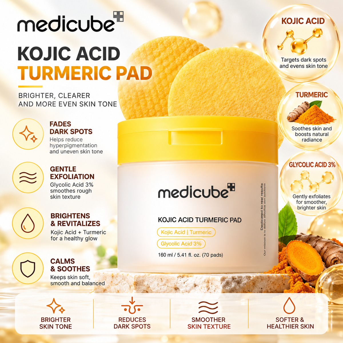 Medicube Kojic Acid Turmeric Pad