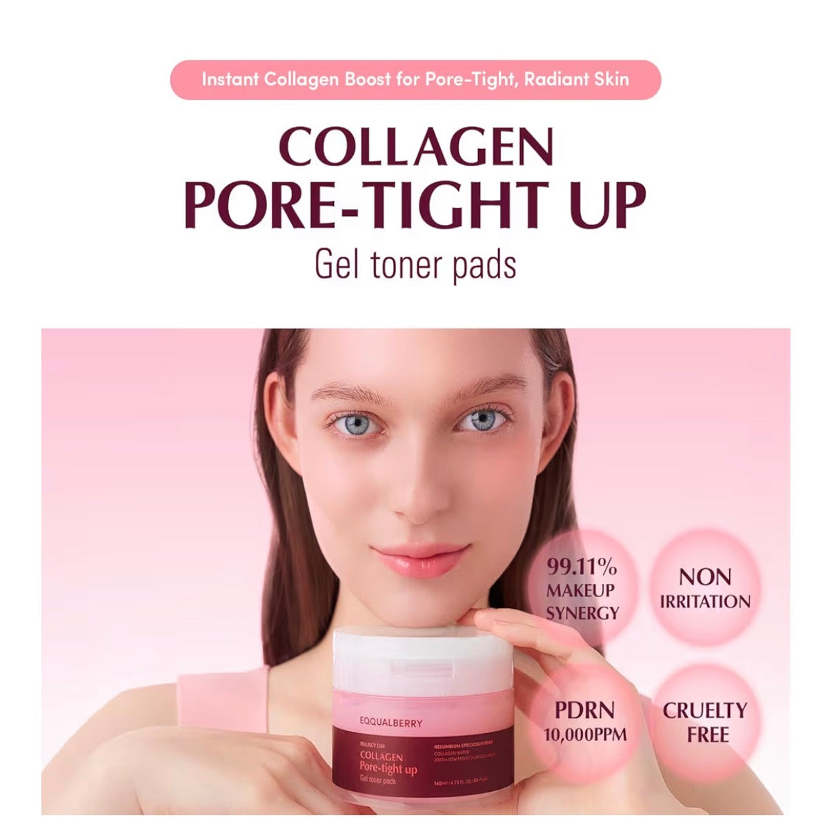EQQUALBERRY Collagen Pore-Tight Up Gel Toner Pads