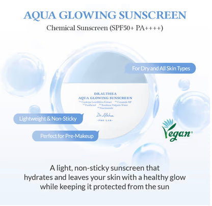 Dr.althea Aqua Glowing Sunscreen: Hydrating & Luminous Sun Cream with SPF 50+ PA++++