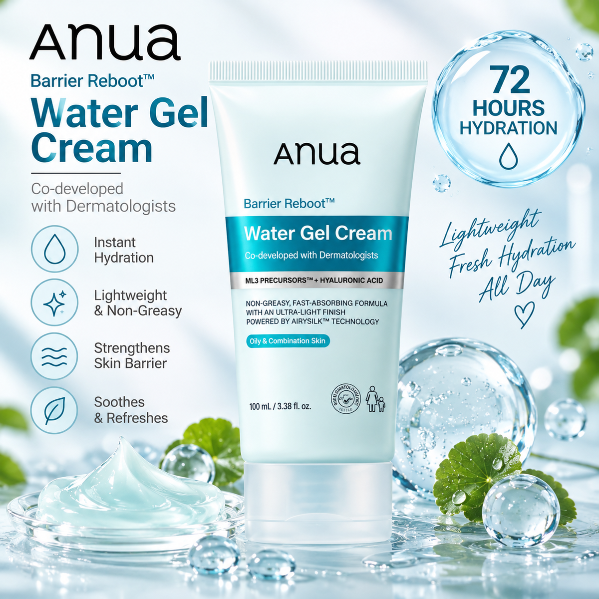 Anua Barrier Reboot Water Gel Cream — 100ml