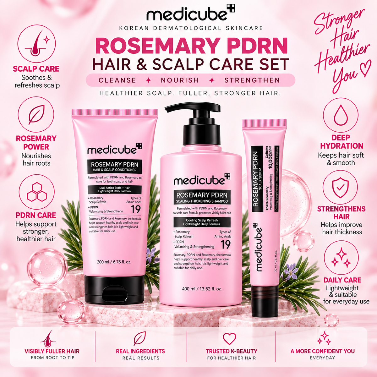 ✨ MEDICUBE ROSEMARY PDRN HAIR & SCALP TRIO 🌿