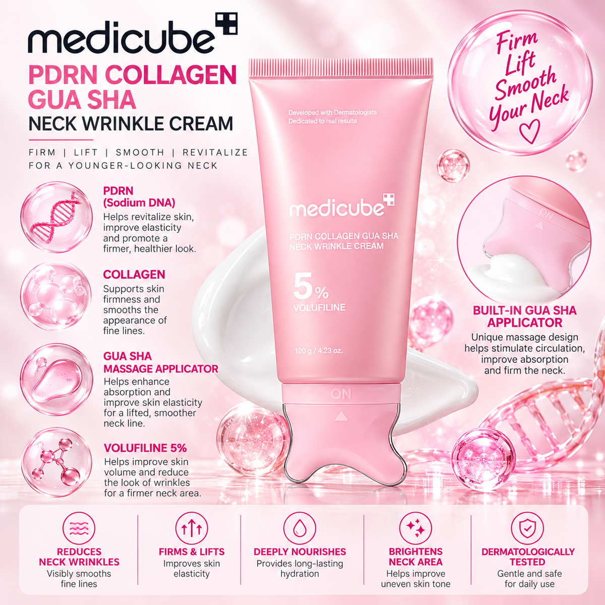 medicube PDRN Collagen Gua Sha Neck Wrinkle Cream