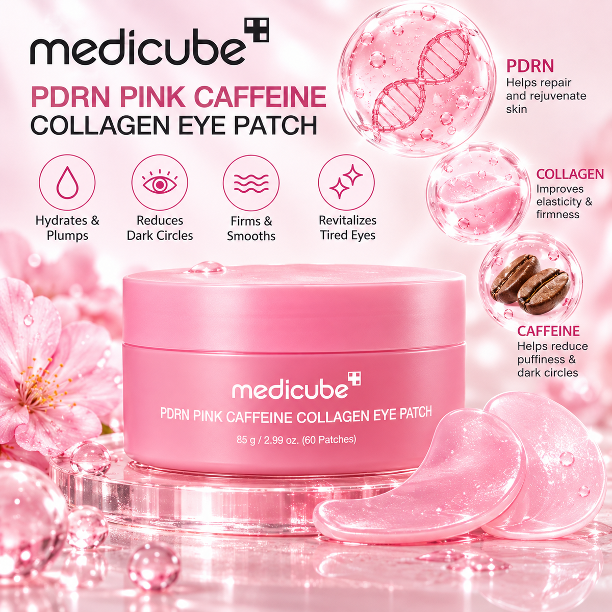 medicube - PDRN Pink Caffeine Collagen Eye Patch 60 patches
