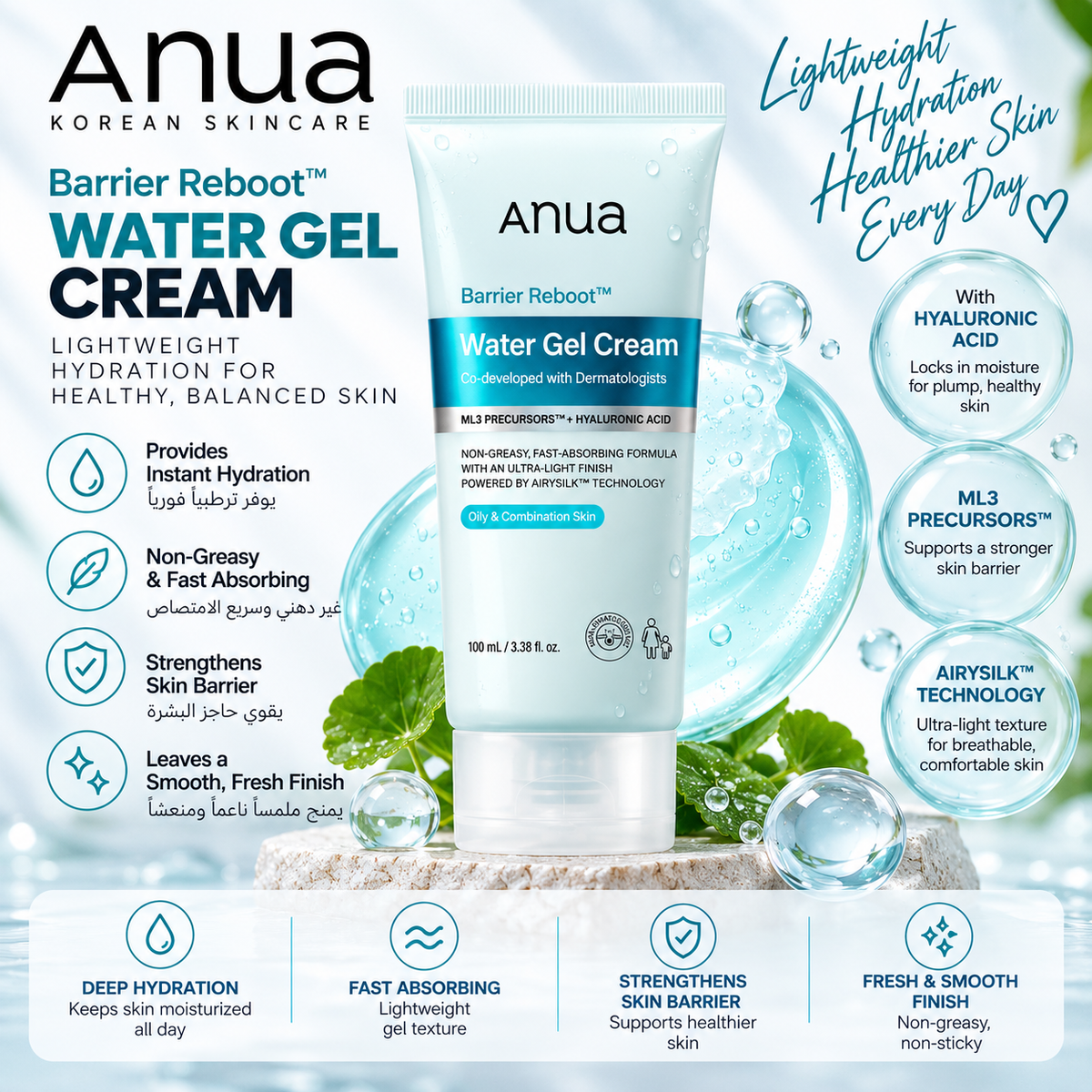 Anua Barrier Reboot Water Gel Cream — 100ml