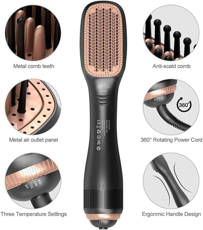 Joy Professional, 2 in 1 Hot Air Styling Comb, Air Styling & Drying System, Multi Style Hair Styling Brush, Hair Dryer
