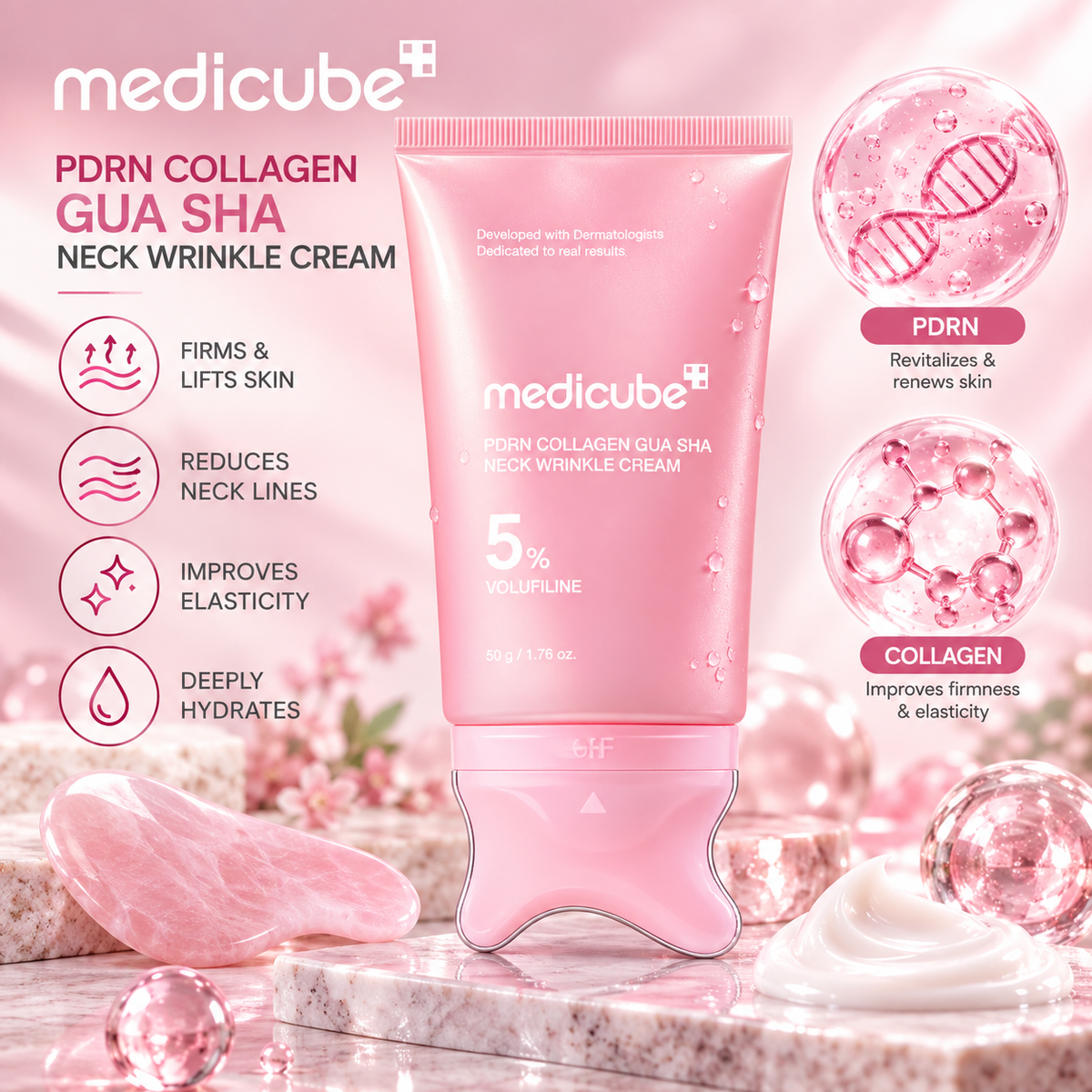 medicube PDRN Collagen Gua Sha Neck Wrinkle Cream