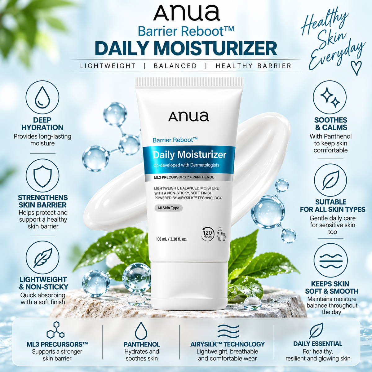 Anua- Barrier Reboot Daily Moisturizer 100ml