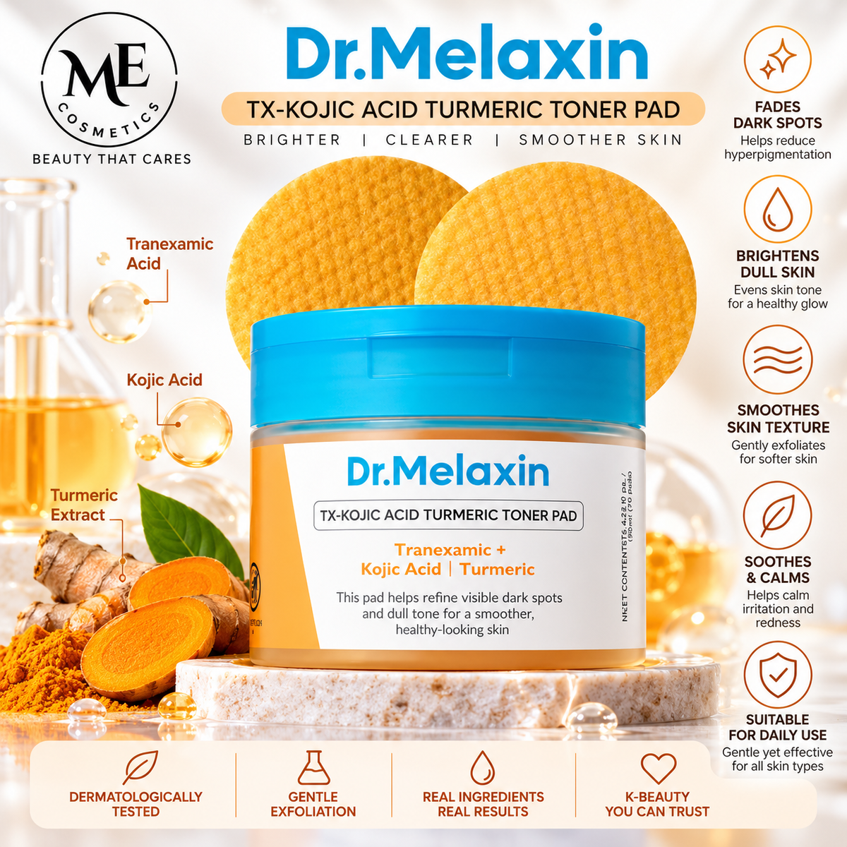 Dr. Melaxin TX-Kojic Acid Turmeric Toner Pads