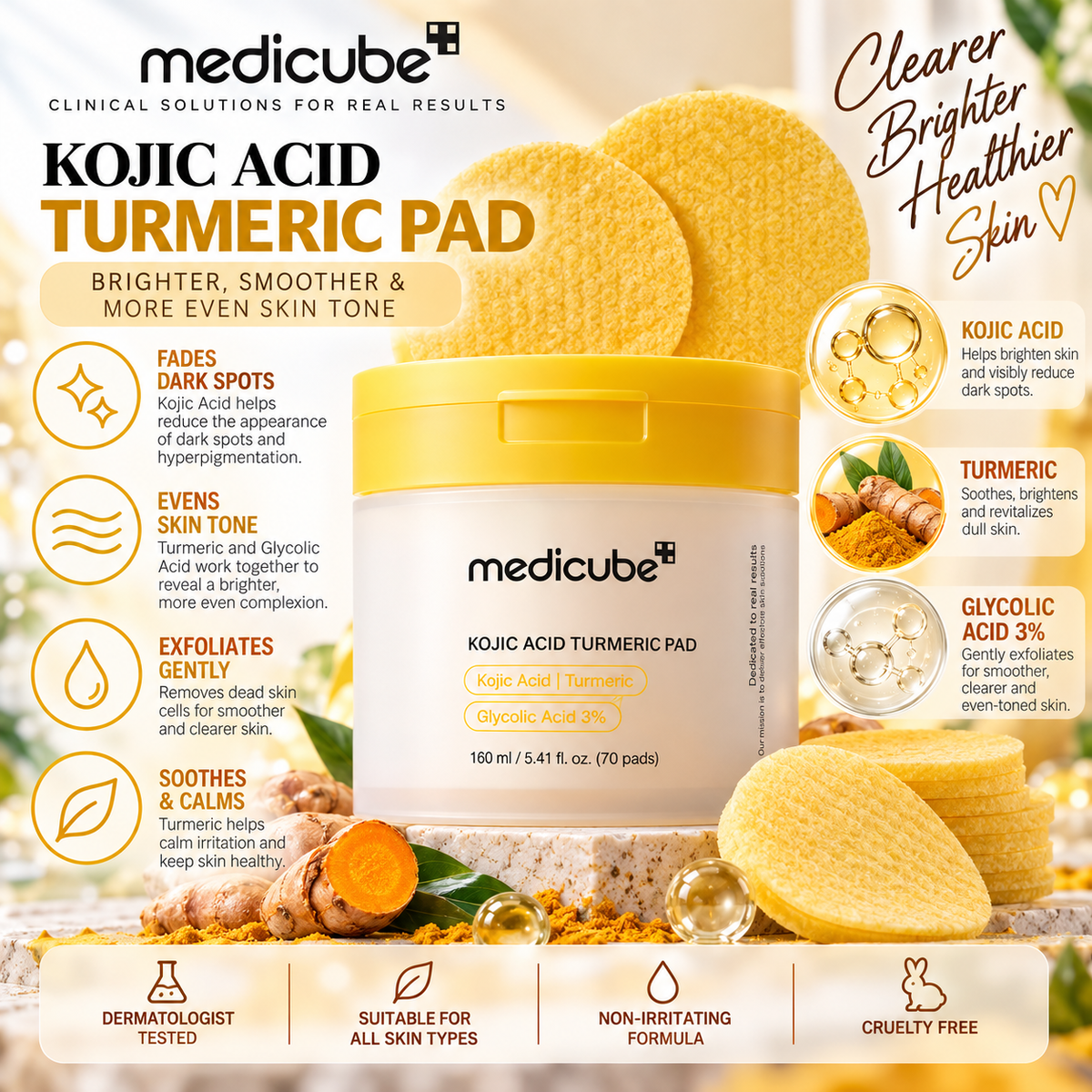 Medicube Kojic Acid Turmeric Pad