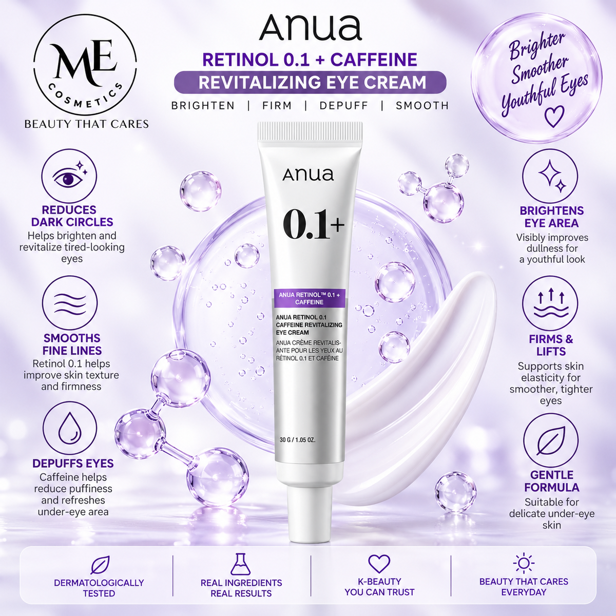 Anua- Retinol 0.1 Caffeine Revitalizing Eye Cream
