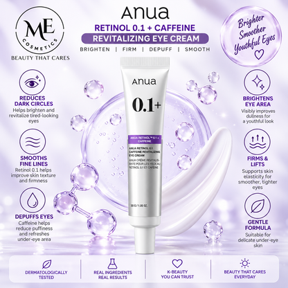 Anua- Retinol 0.1 Caffeine Revitalizing Eye Cream