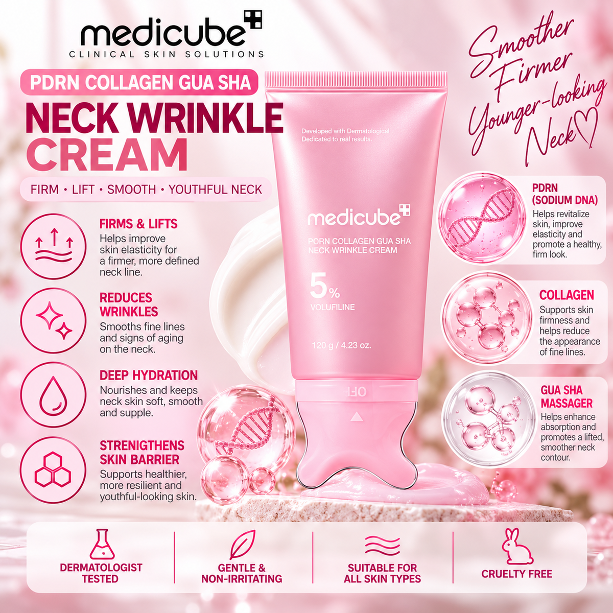 medicube PDRN Collagen Gua Sha Neck Wrinkle Cream