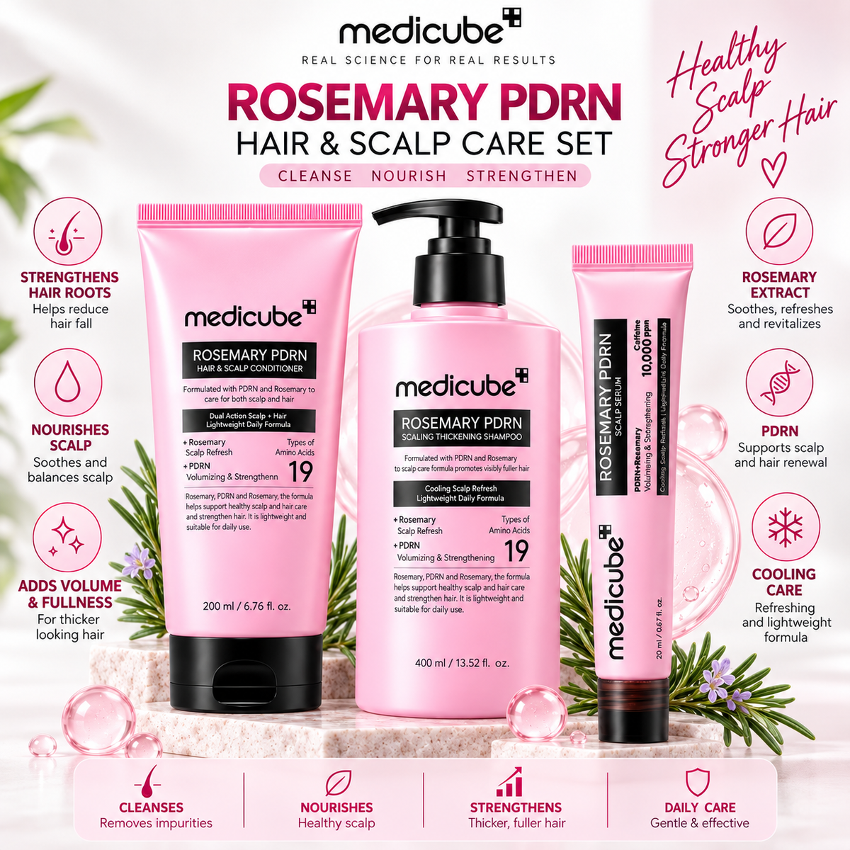 ✨ MEDICUBE ROSEMARY PDRN HAIR & SCALP TRIO 🌿