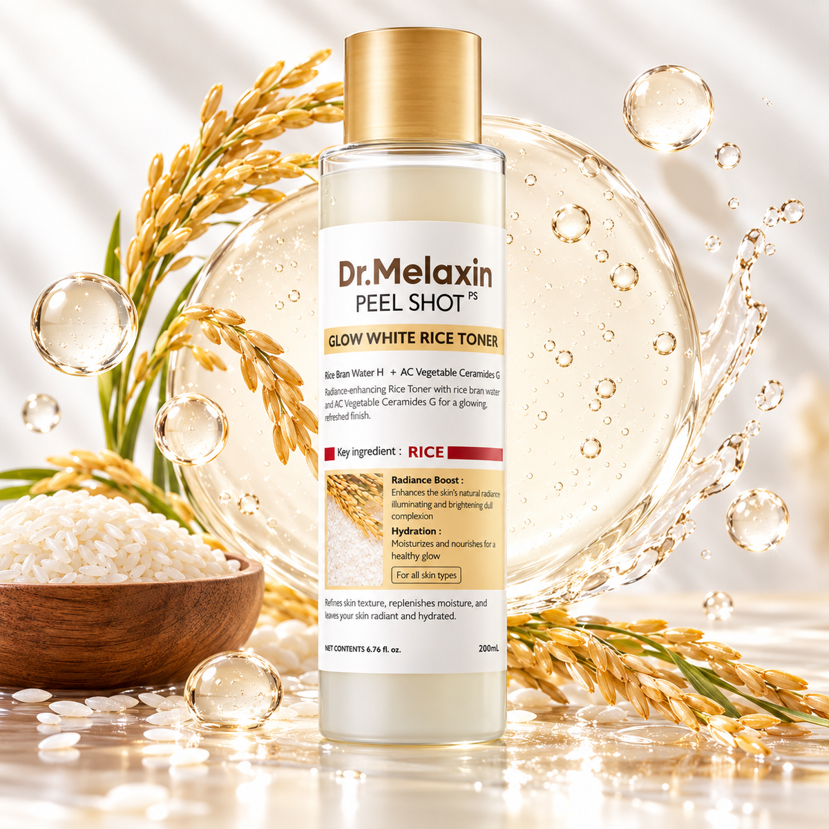 Dr. Melaxin Peel Shot Glow White Rice Toner 200 ml