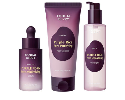 EQQUALBERRY Purple Rice 3-Step Pore Care & Glass Skin Trio