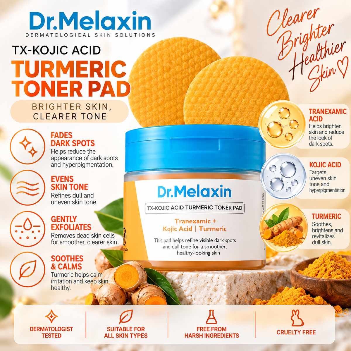 Dr. Melaxin TX-Kojic Acid Turmeric Toner Pads