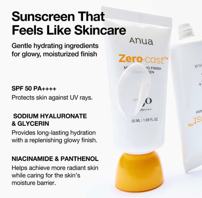 Anua, Zero-Cast Moisturizing Finish Sunscreen SPF50 Broad Spectrum 50ml