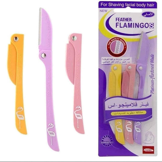 Feather Flamingos, Folding Razor (Pack of 3)