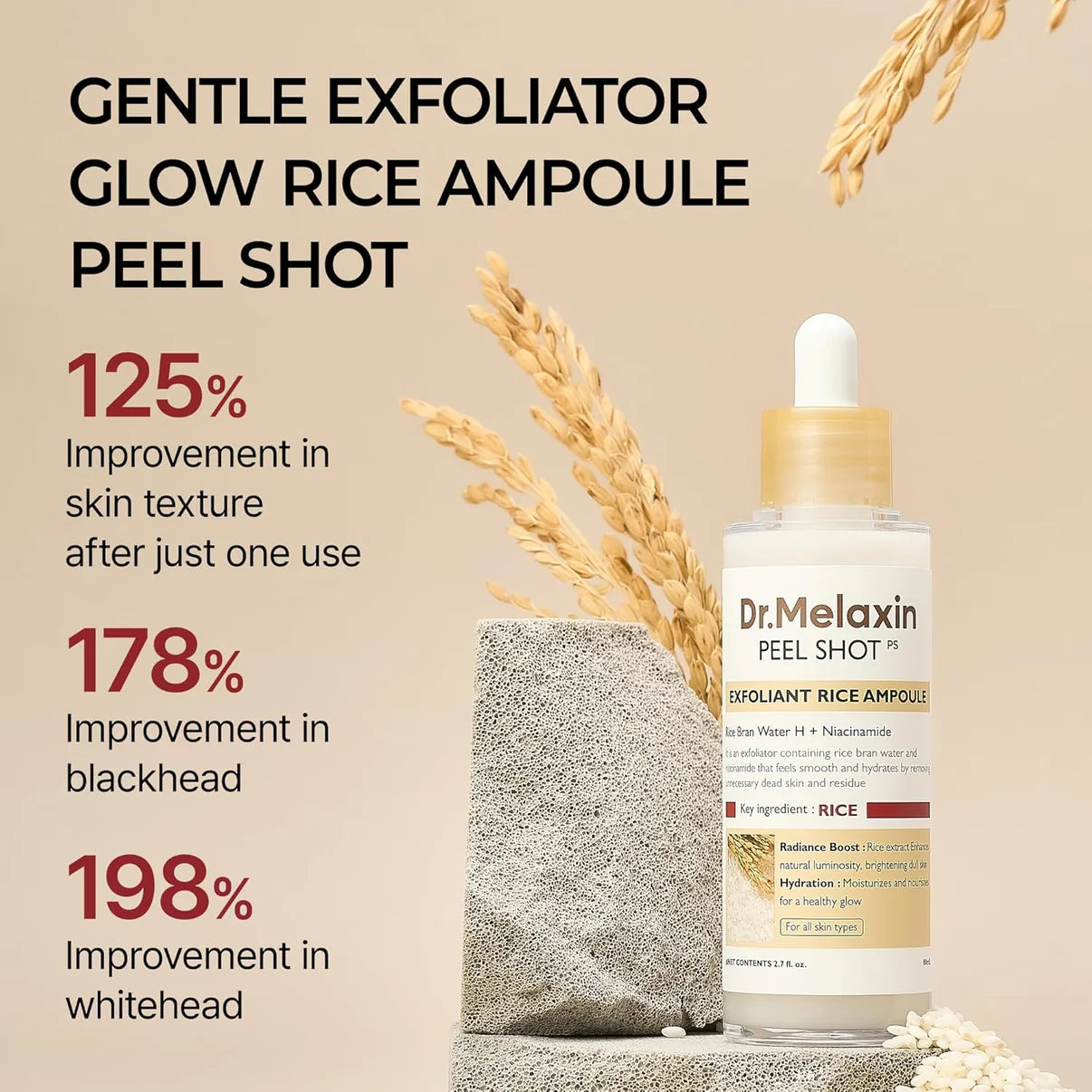 Dr. Melaxin, White Rice Peeling Ampoule for Smoothing and Brightening Skin 80ml