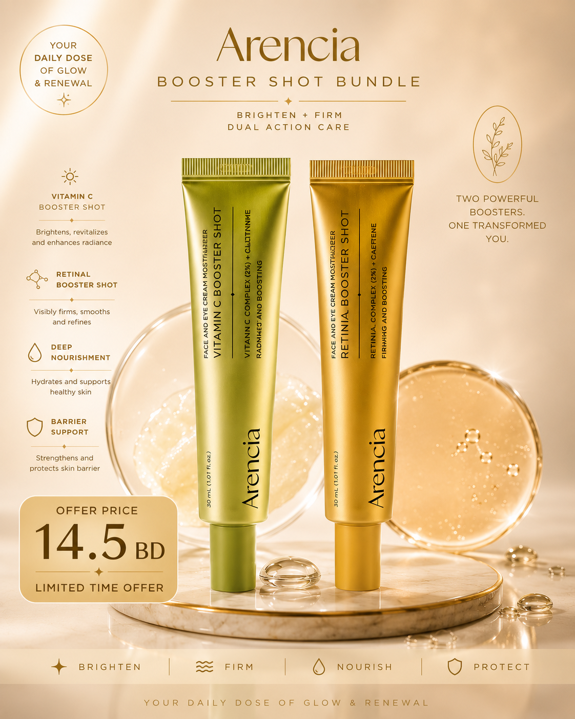 Arencia, Brighten + Firm Duo | Vitamin C & Retinal Booster Shot