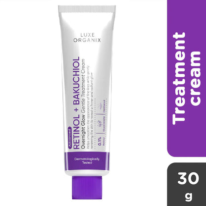 Luxe Organix, Advanced Retinol + Bakuchiol Overnight Glow Gentle Treatment Cream 30g