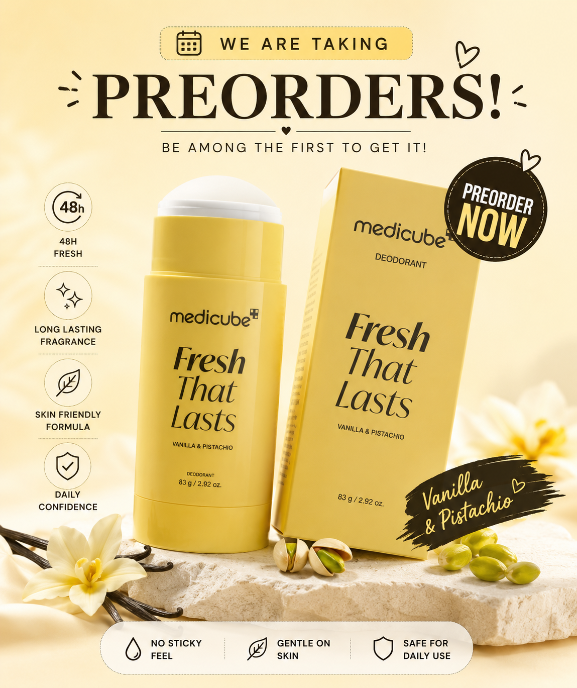 Medicube, Fresh That Lasts Deodorant – Vanilla & Pistachio (83g)