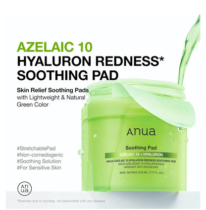 Anua - Azelaic acid 10 Hyaluron Soothing Pad 90 Pads - 230ml